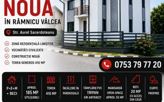 Casă nouă P+E+M, 185 mp utili, Str. Aurel Sacerdoteanu – Încălzire în pardoseală, Beci